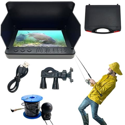Fotocamera per la subacquea - Fish Finder impermeabile con 12 luci a infrarossi | Ecoscandaglio video grandangolare da 220 gradi | Aiuto da professionale portatile per uomini e donne