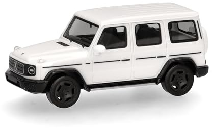 Herpa Modellauto Mercedes-Benz G 580 mit EQ-Technologie (N465), weiß, Miniatur im Maßstab 1:87, Sammlerstück, Made in Germany, Modell aus Kunststoff