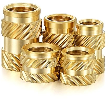 Écrou d'insertion en laiton M2 .5 M3 M4 Écrous filetés moletés thermofusibles cuivre à insertion encastrée injection thermique Double sergé(Length 10mm 50pcs,M2 (OD3.5mm))