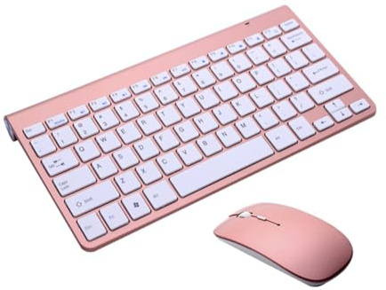 EPIGEIST Teclado Inalámbrico 2.4g con Ratón Ultrafino para Computadora y Tableta, Usuarios Domésticos y Oficina, Diseño Portátil, Conexión Inalámbrica Estable, Color Oro Rosa