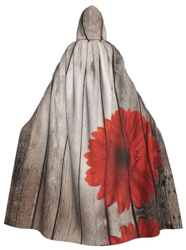 Xcwzbls Cape à capuche en bois pour adulte - Motif dahlia rouge rétro - Cape de sorcière vampire - Costume pour Noël, fête, carnaval