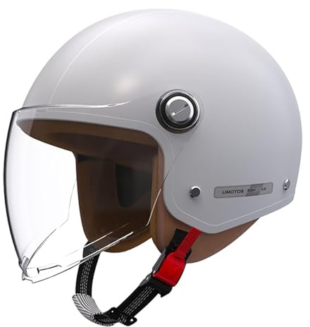 Vintage Adults 3/4 Open Face Motorcycle Half Helmet for Men Women, DOT Approved Retro Street Jet-Moped Helmet with Visor for Cruiser Chopper Scooter Motorbike ATV(E,Clear)