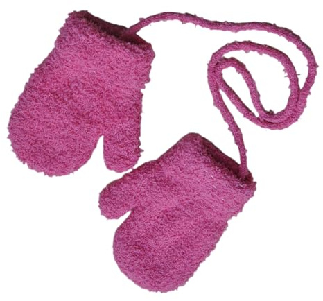 Demsyeq vinterhandskar – vantar sträng plyschhandskar, anti-förlust skydd för kallt väder tillbehör för 1-3 år gamla pojkar flickor barn barn, Rosa (Hot Pink), Refer to description