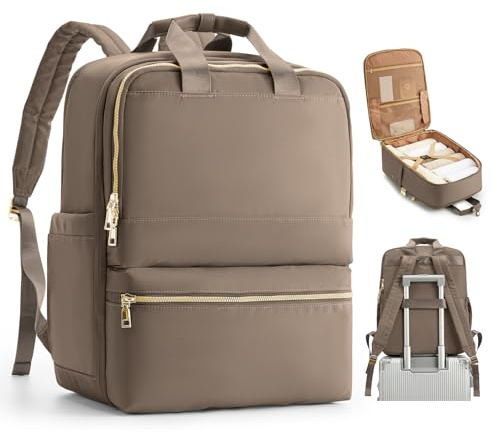 bergsalz Reseryggsäck dam Ryanair handbagage 40 x 20 x 25 ryggsäck kvinnor män arbete handbagage ryggsäck vattentät resa ryggsäck, BRUN, 40x30x20cm, modern