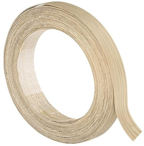 QUARKZMAN 25mm x 8m (AnxL) Banda de Cantos de Chapa de Madera | Tiras de Borde de Roble Blanco Flexible Pregomadas, Cinta de Madera con Adhesivo Termofusible, Para Reparación de Muebles
