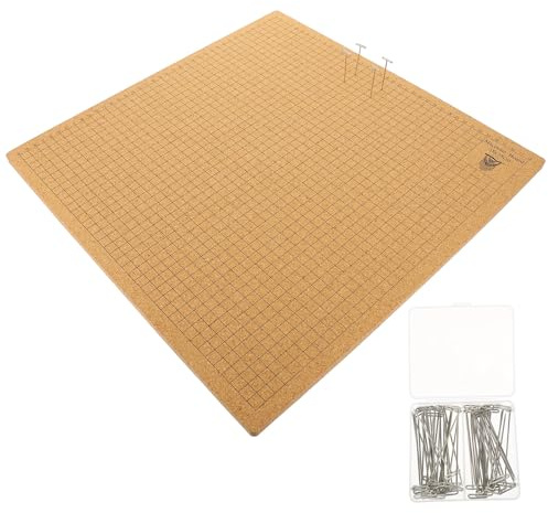 KALLORY Tablero de Corcho 1 Set para Macramé con Alfileres en T de Acero Inoxidable, Accesorio Adecuado para Proyectos de Pulseras y Manualidades con Tela