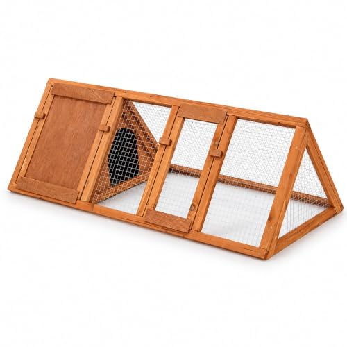 Oypla Wooden Outdoor Triangle Rabbit Guinea Pig Pet Hutch Run Cage