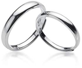 GFYWZ Bague Couple en Argent S925, Bague D'Ouverture Simple Et Lisse Pour Homme Et Femme, Bague à la Mode Pour la Saint-ValentinUne paire, Ouverture réglable