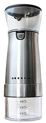 Moulin à café électrique Portable pour Expresso - en Acier Inoxydable - avec Bouton Poussoir - Rechargeable par USB