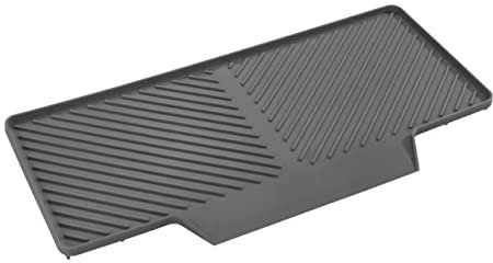 WENKO Alfombrilla escurreplatos, bandeja de plástico para escurrir vajilla y cubiertos, superficie inclinada y acanalada para un óptimo drenaje del agua, protege contra arañazos, gris, 20 x 3 x 40 cm