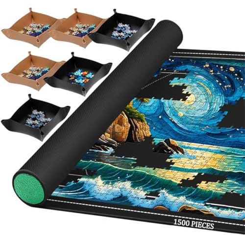 Tappetino per Puzzle 1500 1000 Pezzi, Tappeto per Puzzle, Roll Up Tavolo Jigsaw Puzzle Mat Storage Accessories per Adulti.