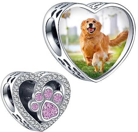 LaMenars Personalized Photo charme coeur maman perles en argent sterling personnalisé IMAGE TV amour griffe impression femme bracelet et collier fille cadeau