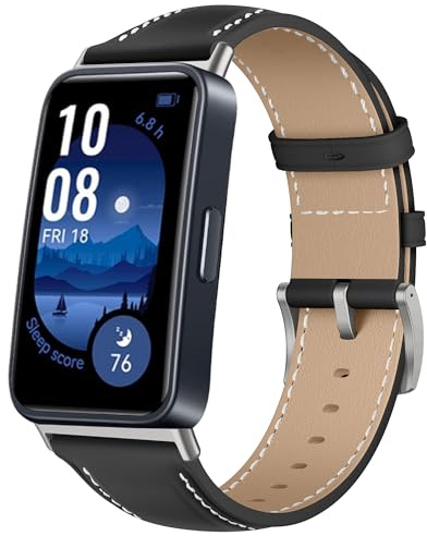 KoGiio Armband för Huawei Band 10/9/8, herr och dam, vintage, PU äkta läder, ersättning