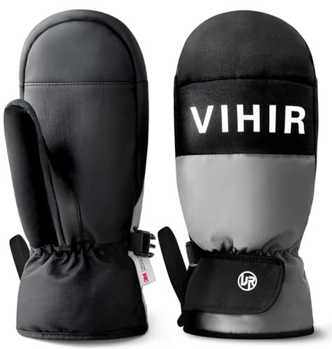 Vihir wasserdichte Winterhandschuhe, Skihandschuhe Herren Damen Winddichte, 3M Thinsulate Warme Fahrradhandschuhe, Touchscreen Winter Handschuhe, Snowboardhandschuhe