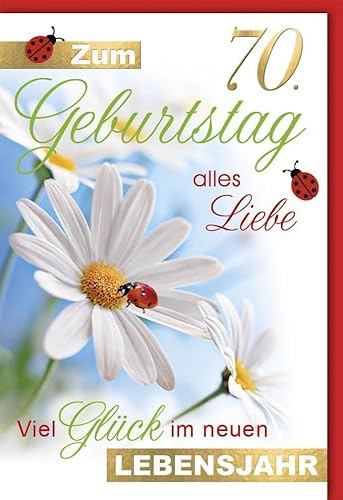 Geburtstagskarte zum 70. für Senioren - zum 70. Jubiläum - Elegante Karte mit Goldfolie, Naturmotiv in Grün - Klappkarte mit Umschlag mit Folienprägung