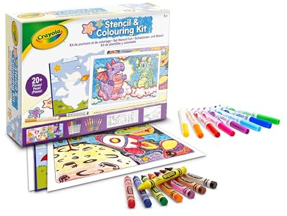 CRAYOLA, Schablonenspaß-Set, ab 5 Jahren | Kreative Betätigung für Kinder mit Filzstiften und Wachsmalkreiden