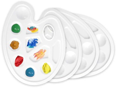 Tavolozza Per Dipingere,4PCS Tavolozza Acquerelli,Tavolozza Acquarelli Per Dipingere,Tavolozza Di Colori Per Miscelazione Artista Ovale,Tavolozza Di Colori Acrilici Da Viaggio,Spatola Per Pittura