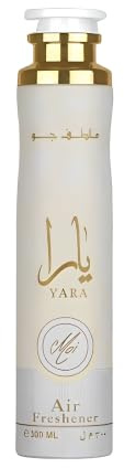 Lattafa Yara Moi Air Freshener 300ml - Luxury Home & Room Spray with Jasmine, Peach, Caramel, Amber, Patchouli & Sandalwood - Long Lasting Air Freshener for Home, Office & Car