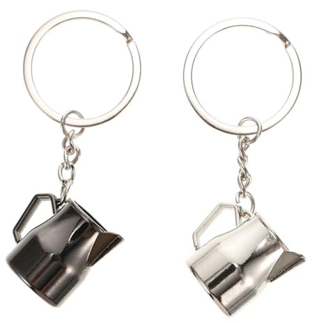 DEARMAMY 2sets Series Keychain Charm Key Ring Coffee Bar Accessories Zinc Alloy Decor 2pcs*2