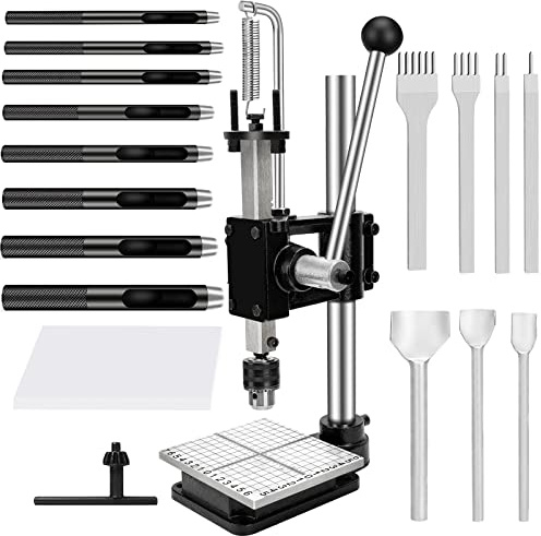 Leder Locher Werkzeug, Leder-Lochfräser, Stanz- und Prägemaschine für Stanzen Zinken Stempeln Punche für DIY-Lederarbeiten,Lochbohrung,Schnitt, Formgebung,Pressen,Montage von Nieten und Schnappknöpfen