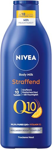 NIVEA Q10 Straffende Body Milk, Lotion für straffere Haut & verbesserte Elastizität in 10 Tagen, Körpercreme mit 99,5% purem Q10, Vitamin C & angenehmen Orangenduft (400 ml)