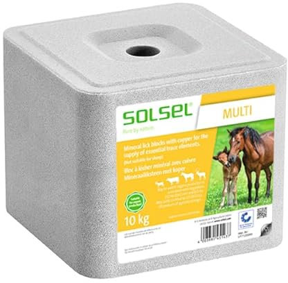 SOLSEL Leckstein Multi 10kg mit Kupfer | Mineralstoffquelle für Rinder Pferde Ziegen Wild | Spurenelemente für optimale Tiergesundheit