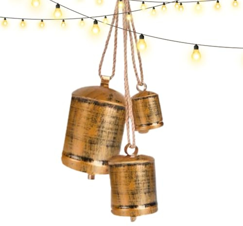 Campane per mucche vintage, campanelle per mucche decorative, Decorazioni natalizie vintage, Campane di Natale per la decorazione, campane di Natale su una corda realizzate artigianalmente per la deco