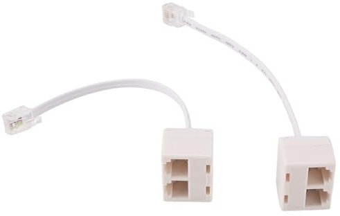 Huudngeje 2pcs 6P4C RJ11 Double vers Male Cable telephonique Adaptateur Repartiteur