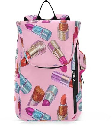 Amooorous Tennis-Rucksack für Erwachsene, wasserdicht, künstlicher Glitzer, Cartoon-Lippenstift, Rosa, 3 Schläger, Badminton, Pickleball-Tasche für Damen, Herren, Jugendliche