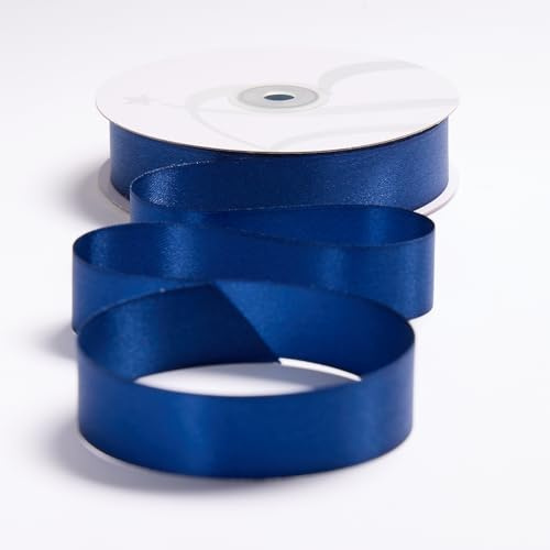 Nastro Doppio Raso 25mm X 50 Metri per Artigianato, Natale, Decorazioni, Adatto Per confezionare Regali, Feste di Compleanno, Matrimoni, Bomboniere (Blu)