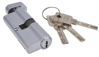 IZHAOGJING Schließzylinder, Zylinderschloss 70mm schwarz-verchromt Messingtür-Schließzylinder mit 3 Messing Computer-Tasten Anti-Diebstahl-Home Security Zylinder mit Noppen(CP)