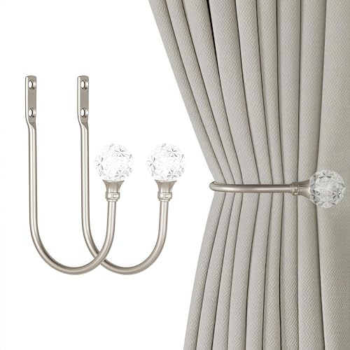 XFSRG 2 Pezzi Ganci a U per Tende in Lega di Alluminio con Viti Ideali per Soggiorno Camera Ufficio Sala da Pranzo e Albergo Ferma Tenda Resistente e Durevole (Argento)