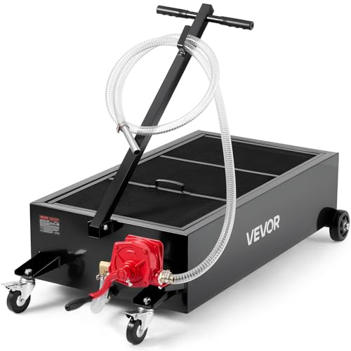 VEVOR Bac à Vidange Huile Roulant, 94,6 L, Bac Récupérateur d'Huile sur Roues avec Pompe Manuelle, Tuyau 2,2 m, Poignée Pliable, Récipient Récupération Huile pour Voitures, Motos, Camions, VTT, Noir