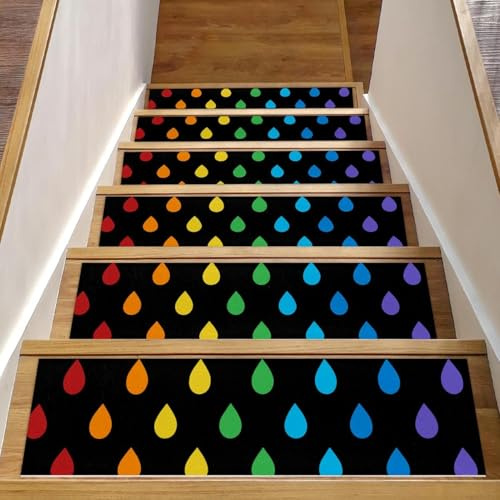 RODAILYCAY Alfombra antideslizante para peldaños de escalera de color negro, 15 piezas, tapete para peldaños de madera en interiores, alfombras de paso de escalera con respaldo de TPE