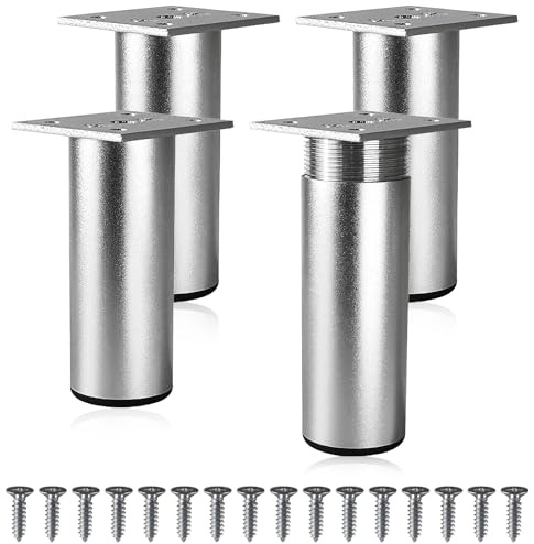 Aurinovellia 4 Pezzi Piedini per Mobili, Gambe per in Metallo Alluminio con Viti, Gambe Base per Scrivania Mobili da 10 a 11mm, Gambe per Tavolo Scrivania, Piedi per Mobili, per Armadietto Divano