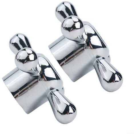 2pcs Silver Alloy Faucet Knob Handles, 8mm 20 Teeth Tap Replacement Kitchen Bathroom Bathtub Shower Valves,