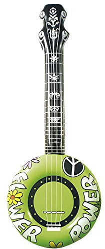 W WIDMANN MILANO Party Fashion - Aufblasbares Banjo, 100 cm, Gitarre, Musiker, Sänger, Flower Power, Accessoire Hippie