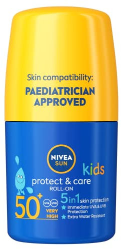 NIVEA Sun Kids Protect & Care SPF 50+ Roll On (50ml), Sunscreen with SPF 50, Roll-On Kids Sun Cream for Delicate Skin, Immediately Protects Against Sun Exposure