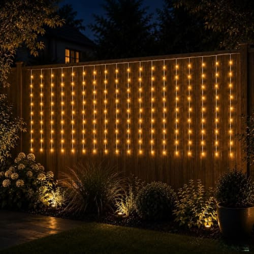 160er LED-Lichtervorhang Lichterkette Innen und Außen warmweiß