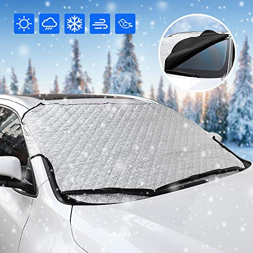 AUERVO Car Windscreen Snow Cover Windshield Snow Ice Cover Frost Waterproof Windproof Dustproof Scratch Resistant Outdoor UV Protection Car Covers for SUV Most Vehicle (S size :(56(W) X 36(H)))