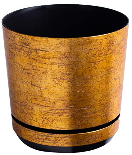 KORAD Blumentopf/Übertopf Antikes Gold 26 cm - Pflanzkübel aus Hochwertiger Kunststoff - Dekorativer Gold Topf für Pflanzen