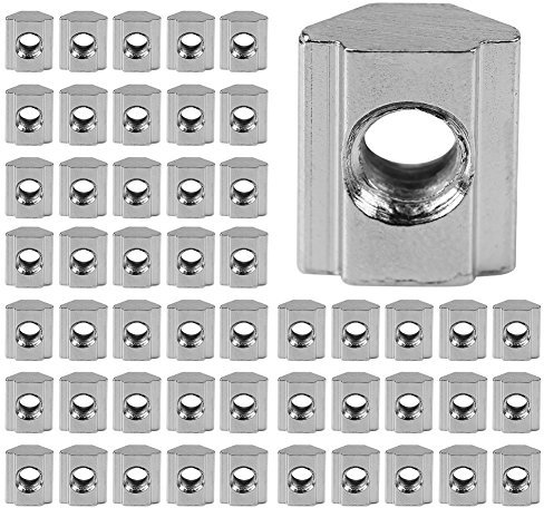 50pcs/Lot Écrou à Rainure en T M5, Écrous en T Coulissant en Aluminium pour Accessoires de Profilé (European Standard 20-M5)