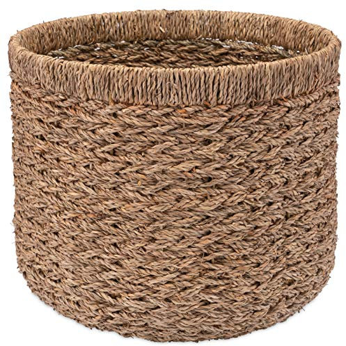 Decorasian - Cesto portaoggetti, rotondo, intrecciato, sostenibile, in crine vegetale