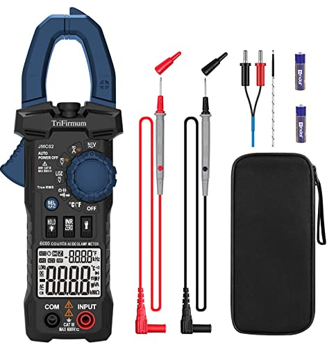 Ny digital strömtång, 6 000 antal bilrange TRMS multimeter tester 600 A AC/DC ström, 600 V AC/DC spänning amperometer med LowZ/V.F.C/INR/NCV