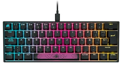 Corsair K65 RGB Mini, 60% mechanische Gaming-Tastatur (mechanische Tastenschalter, Cherry MX Speed RGB, AXON-Hyperverarbeitungstechnologie, langlebige Polycarbonat-Tasten), Schwarz