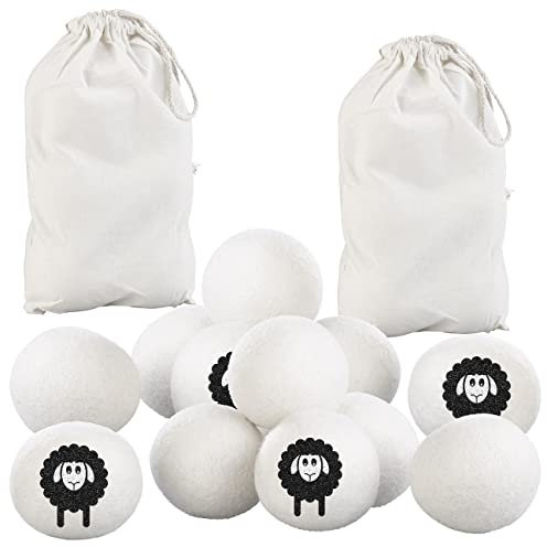 infactory Waschkugeln: 12er-Set Wiederverwendbare XXL-Trocknerbälle aus Wolle, je 7 cm (Tocknerbälle, Trocknerkugeln, Waschmaschine)