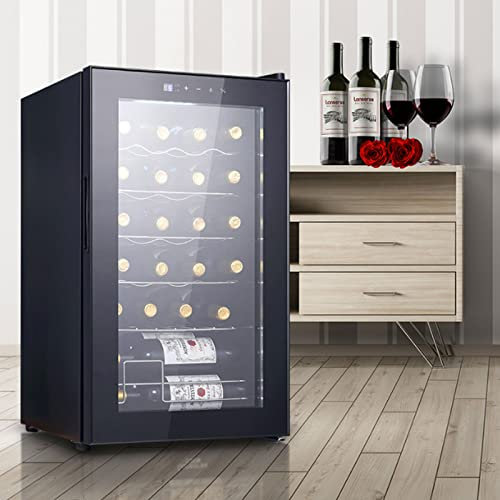 0℃ Outdoor Wine Fridge - Freestanding Wine Cooler, Digital Touch Screen Controls, Anti-uv Glass Door and Anti-vibration Shelves, 5-18°C, LED Light, 24 Bottle Storage, 70 Litre Capacity, Black