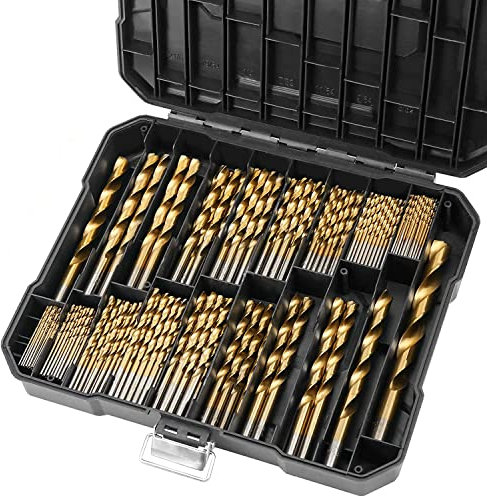 230 Pcs Titanium Coated Twist Drill Bit Set, 4241 HSS 135° Tip Metric Drill Bits Size from 1.0-10mm for Metalworking, Woodworking, Plastic Hole Drilling