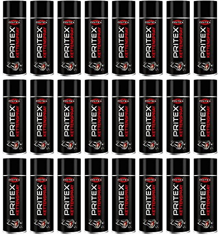 PRITEX – Kettenspray 24 x 400 ml für Motorrad & Fahrrad – Kettenfett bietet hohen Schutz vor Reibung, Verschleiß & Korrosion – Schmiermittel Spray mit sehr guter Haftung & Schmierleistung – Kettenöl