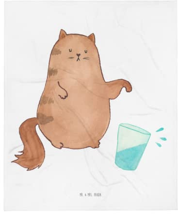 Mr. & Mrs. Panda Mikrofaser Decke Katze Wasserglas - Geschenk, lustig, Kater, Wolldecke, witzig, Haustier, Katzensouvenirs, Sofadecke, Katzenmotive,